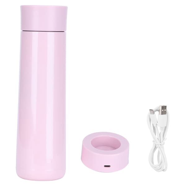Smart vandflaske med berøringstemperaturdisplay, tidsindstillet påmindelse, USB-strømforbindelse, vakuumkop, pink