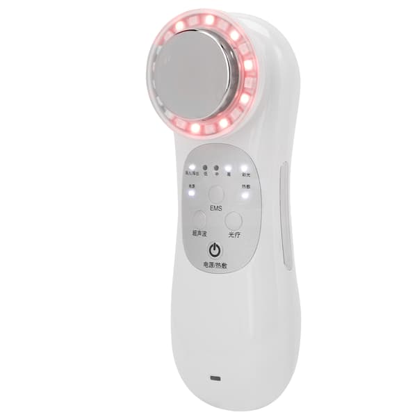 Rød Blått Lys Terapi Skjønnhetsmaskin EMS 42℃ Ansiktsrensing Hudforyngelsesenhet Hvit