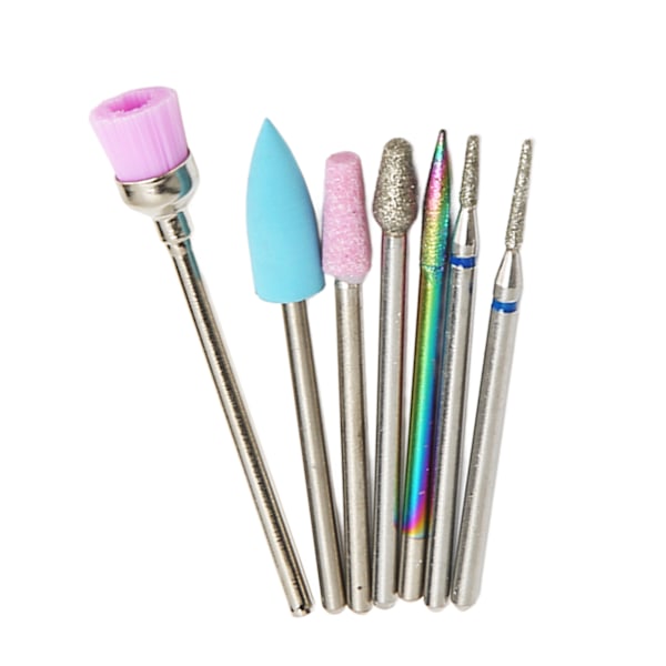 7 stk Tungsten Steel Nail Drill Bits Profesjonell Nail Salon Gel Polish Cuticle Remover Bits Set