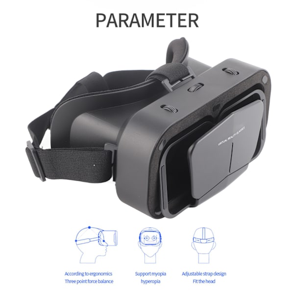 3D VR -lasit, päässä pidettävät VR-virtuaalitodellisuuslasit 3,5–7,2 tuuman älypuhelimille