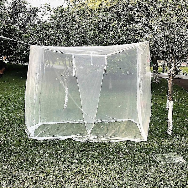 1 Set Portabel Sommar Camping Anti Myggnät Tåligt Lättviktigt Vitt Mesh Fyrkantigt Vikbart Myggnät (200*180*200cm)