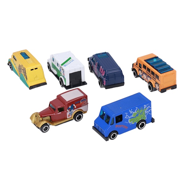 6 st legering bilmodell robust hållbar legering plast olika former levande färger 1:64 skala metallbuss leksaksbilar set