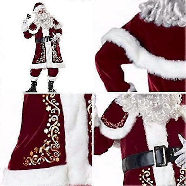 8-delad Jultomtedräkt Jul Tomtedräkt Plus Size FR M-5XL