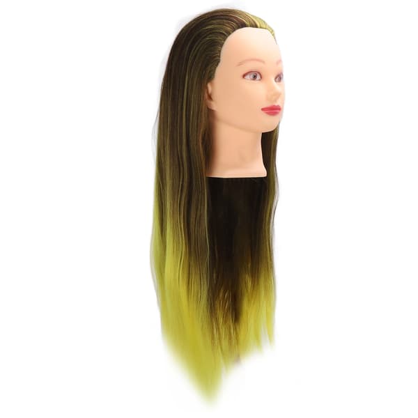 Hår Mannequin Hode Simulering Blekk Gul Fargeblanding Gradient Hårflettehode for Frisørpraksis