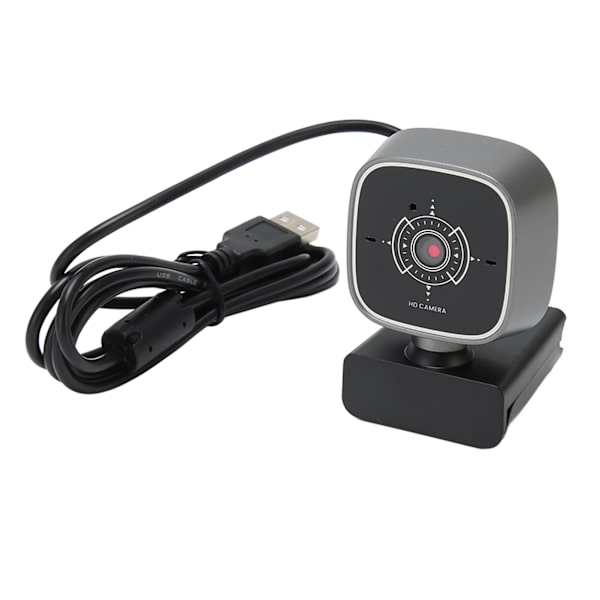 USB Webcam 1080P 30FPS Støjreduktion Dobbeltmikrofon Roterbart Plug and Play PC-kamera til stationær bærbar videochat