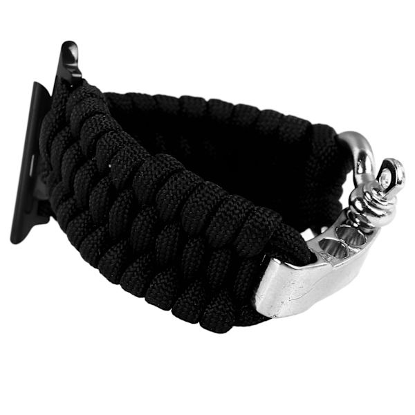 Flätat klockarmband Justerbart armband Tillbehör för IWatch 9 8 7 6 5 4 3 2 1 SE Svart