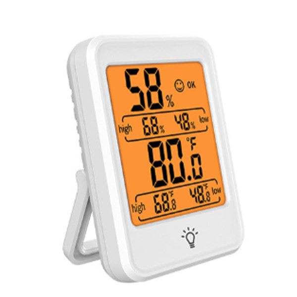 Termometer Hygrometer Inomhus Digital Temperatur Fuktighet Monitor Mätare med Bakgrundsbelysning för Växthus Vit