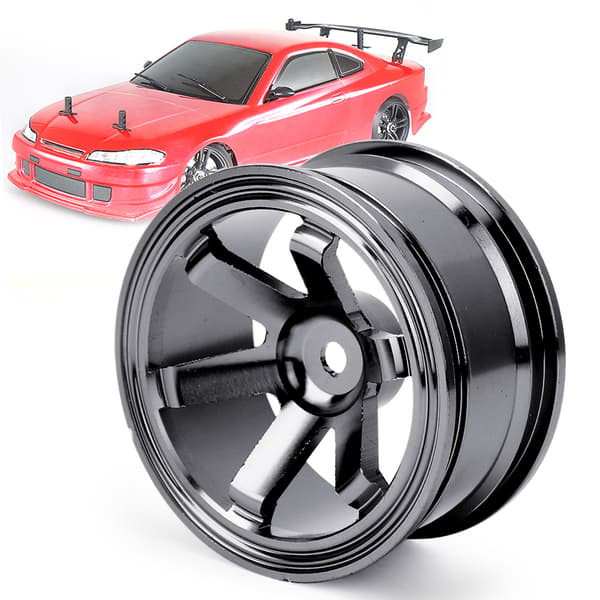 4 stk. aluminiumsfælge til universel 1/10 fladkørende drift RC-bil, sort