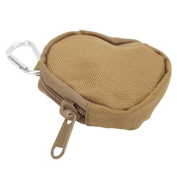 Mini avainlaukku, kannettava, kulutusta kestävä, 1000D pyöreä nylonkantolaukku, jossa kolmiolukko ulkokäyttöön, kuulokkeet, ruskea