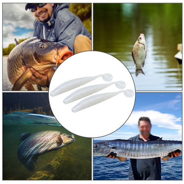 AR36 3PCS T Tail Soft Worm Artificiellt bete 140mm 17g Lures Fiskeredskap Tillbehör Ljus Vit