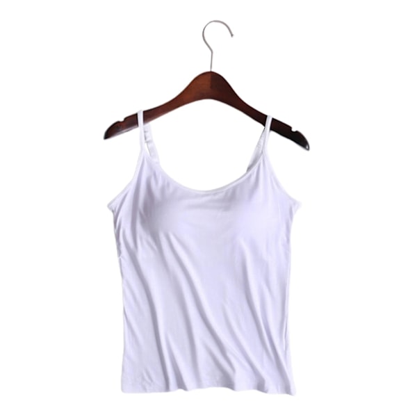 Camisole Tanktop med Indbygget BH til Kvinder, Slim Fit og Polstret, Hvid XL