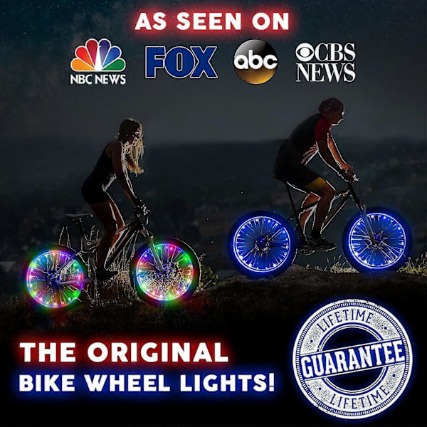 LED Cykelhjul Lys med BATTERIER INKLUDERET! Synlig Fra Alle Vinkler for Ultimativ Sikkerhed og Stil (1 Dækpakke)