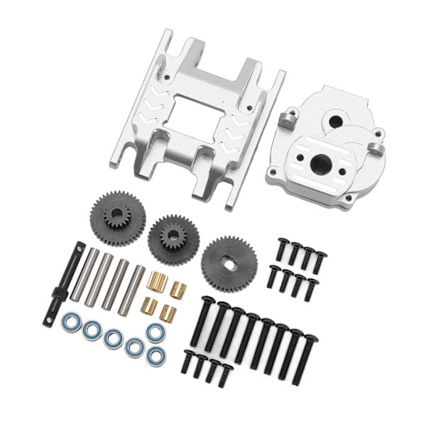 RC-växellåda i aluminiumlegering, växellåda, växellåda och bas för Traxxas 1/18 RC-bil uppgraderingsdelar silver