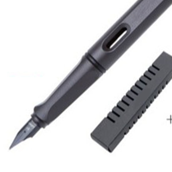 Frosted Black Triangular Fountain Pen Set med tredimensionellt grepp, synligt bläckfönster, kalligrafi