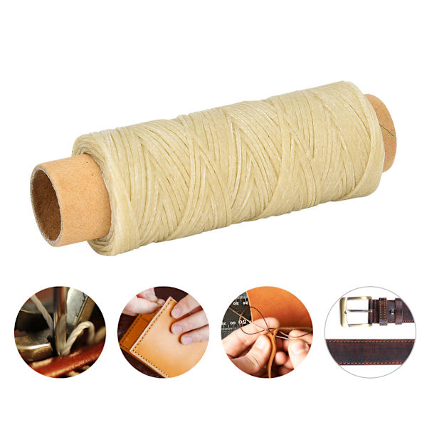 50 meter/rulle 150D/16 läderhantverk Platt sytråd Handsömmar vaxad tråd (beige)