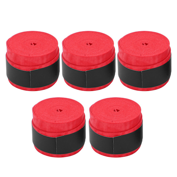 5PCS Handtag Övergrepp Icke-klibbig Andningsbar Matt Racketgreppstejp för Badminton Bordtennis Racketar (Röd)