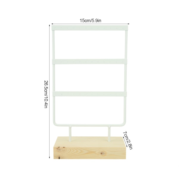 36 hullers metal smykkeopbevaringsstativ displaystativ øreringe halskædearrangør med træbasehvid