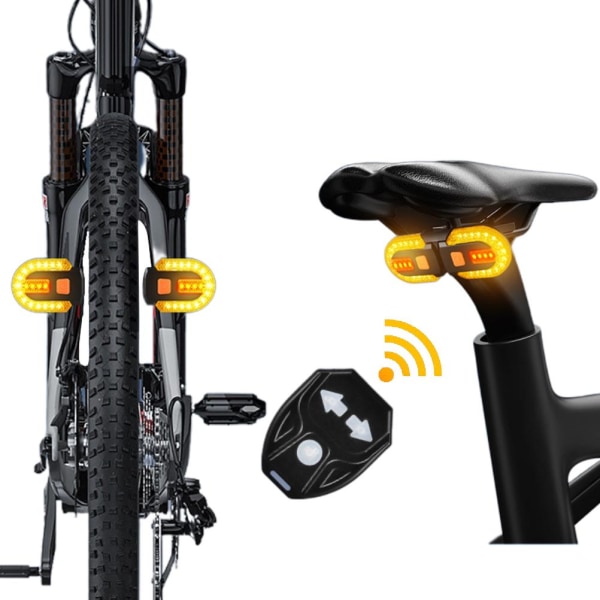 Sykkelbaklykt med blinklys USB oppladbar trådløs fjernkontroll Avtagbar terrengsykkelbaklykt Nattsykling Sikkerhetsvarsellys