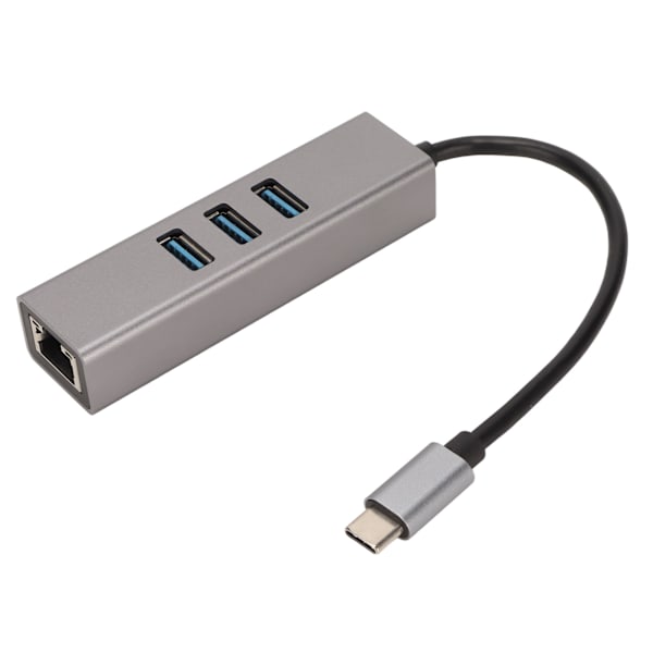 USB C Hub USB C till RJ45 Adapter 5 Gbps Plug and Play USB dockningsstation för Windows för OS X för Linux Silver Grey