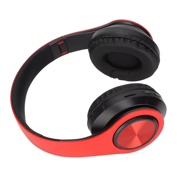 Trådlöst headset Stereo Brusreducerande Vikbara Bluetooth-hörlurar för mobiltelefon PC Resespel Rödsvart