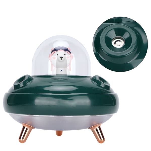 UFO Söt Mini Luftfuktare 500ml Dubbla Munstycken Liten Sval Dimma Luftfuktare för Kontor Resor Sovrum Babyrum BilGrön