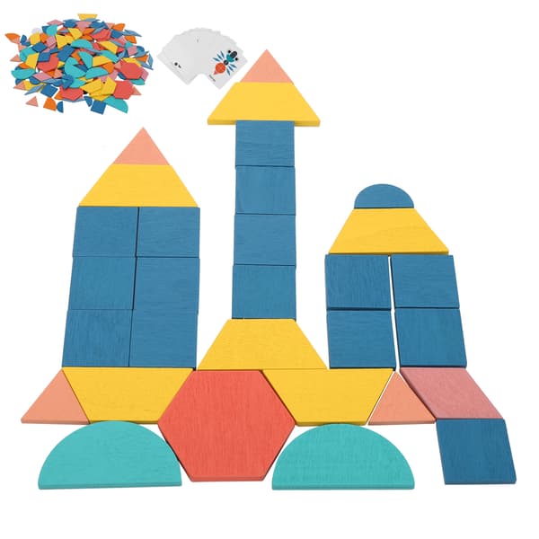 Træmønsterblokke Sæt Geometrisk Form Puslespil Pædagogisk Jigsaw Puslespil Legetøj
