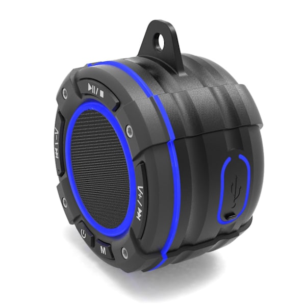 Bluetooth Duschradio, Radiohögtalare, Dammtät Bärbar Trådlös Bluetooth 5.0 Högtalare, FM-radio, Stereo, Färgglad LED-effekt, för Dusch, Simning