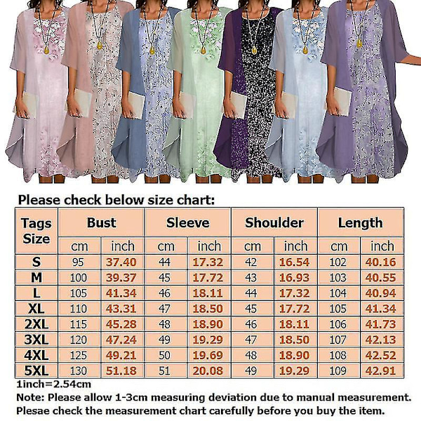 Bohemian Blomstertrykt Todelt Kjolesett - Blå - Dame Casual 3XL