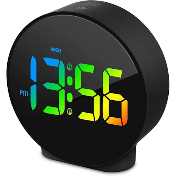 LED Digital Väckarklocka Skrivbordsklocka Snooze Dimbar Svart 12/24 Elektrisk Väckarklocka/Dubbla Batterier (Går in i Energisparläge Efter 8 Sekunder)