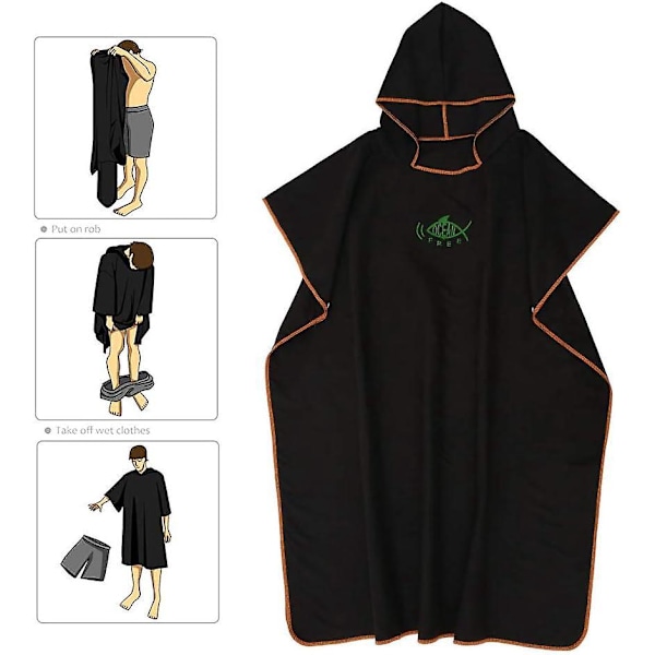 Lätt rosa mikrofiberhandduksponcho för surfing, simning och strandaktiviteter - snabbtorkande, huva och unisex