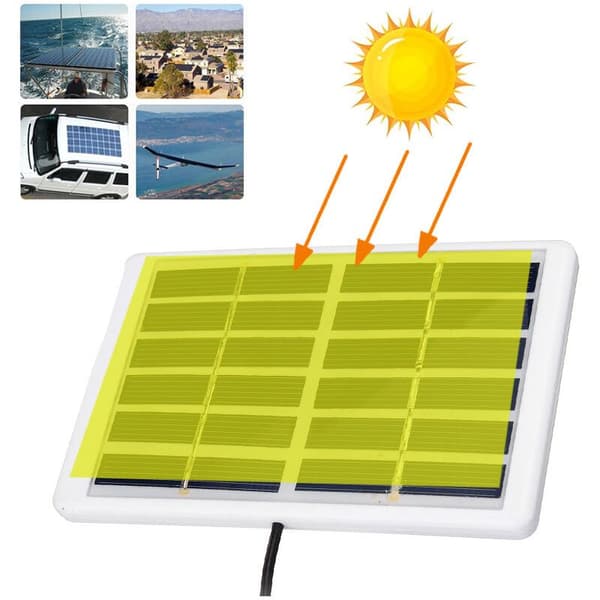 1.2W 6V solpanel med polysilicium solenergiforsyning og 3m kabel, sort solpanel