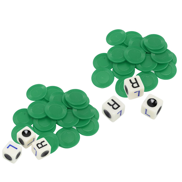 2 set vänster höger center tärningsspel 16mm med 3 tärningar 24 marker för familjekvällar vänner samlingar spel fester grön