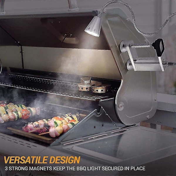BBQ Grill Lys Trådløs Justerbar LED Grilllys, Utendørs Svanehals Magnetisk Lys Med Grillbordklemme Og 2 Kraftige Magneter