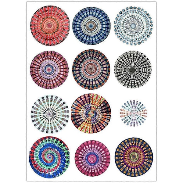 Rund Matta Scarve Mandala Tapestry Strand Picknick Filt Rug Filt Bohemia Röd