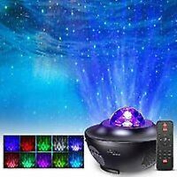 LED Star projektorlampe med fjernkontroll, timer, høyttaler og Bluetooth - Ocean Star taklysprojektor