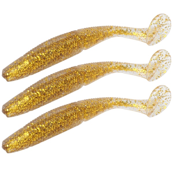 AR36 3PCS T Tail Soft Worm Artificiellt bete 140mm 17g Lures Fiskeredskap Tillbehör Guld