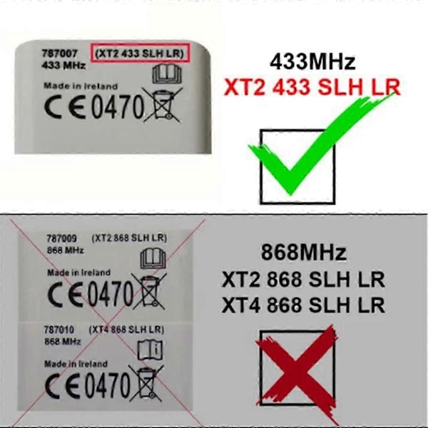 Kompatibel med XT2 XT4 433 SLH LR 787007 Garageport Fjernbetjening 433MHz Port Fjernbetjening Håndsender