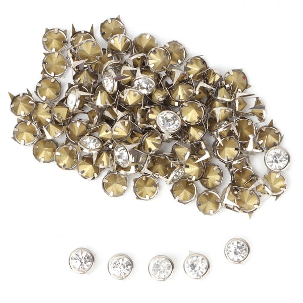 100 kpl Cap Crystal Inlay Rapid Rivets Spots Studs Cap DIY Nahka-askartelukoristeluun