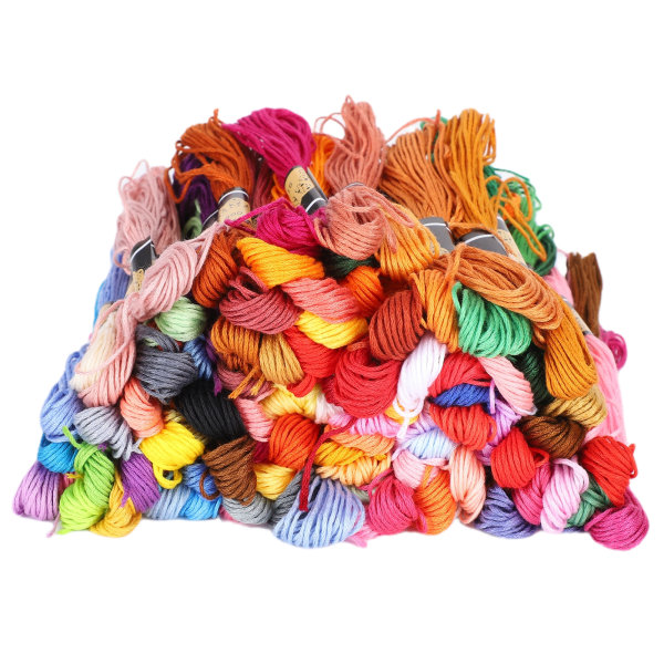 100 stk broderitråd korsstingtråd flerfarvet polyester bomuldsnøgler 8 meter