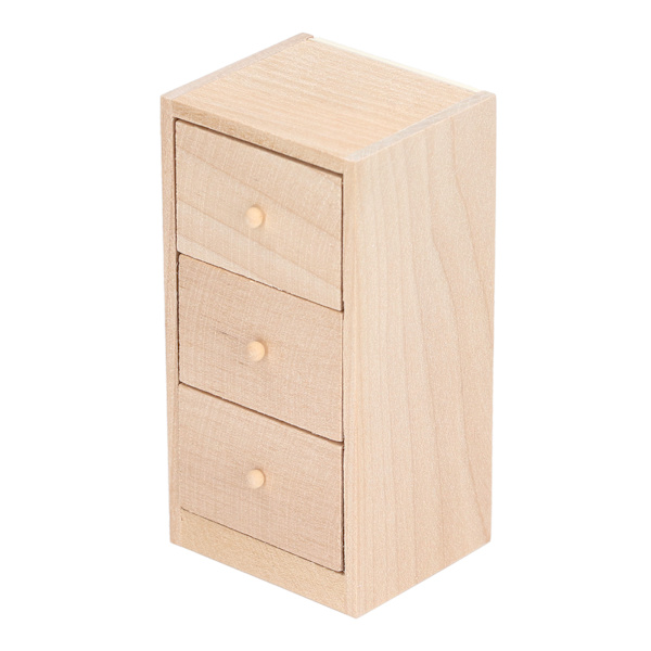 Miniatyyrikaappi 3 laatikolla, nukkekodin säilytyskaluste 1:12 mittakaavan nukkekodille