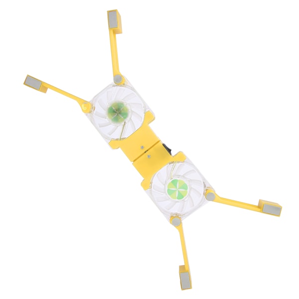 DRS03 Foldbar bærbar kjøleplate Dobbel vifte LED Blått lys Bærbar datamaskinkjøler (Gul)