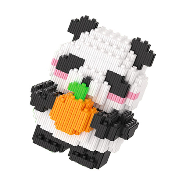 Mikobyggstenar Leksak Panda Kramar Orange Miniatyr Tegelstenar Söta Djur Byggstenar Set Leksak Panda med Orange