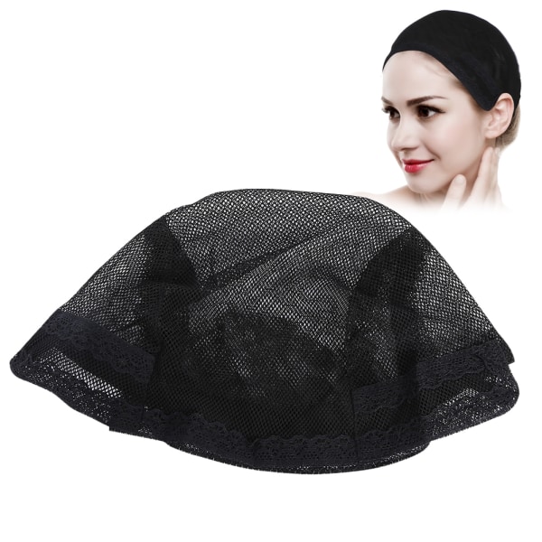 Svart Hårnett Parykk Cap Elastisk Dome Hår Mesh med justerbar stropp for å lage parykker