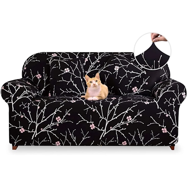 Sofa Betræk 2 Personers Elastisk Stræk Spandex Sofa Kast Sofa Betræk Skridsikker Vaskbar Sofa Beskytter Sofa Betræk til Sofa med Armlæn, Blommeblomst