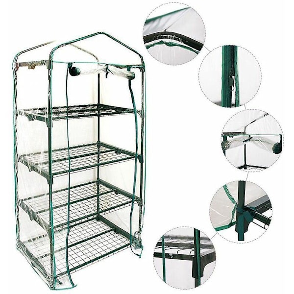 Hållbar växthusöverdrag med 4 nivåer - 160x69x49cm, skyddar växter från insekter