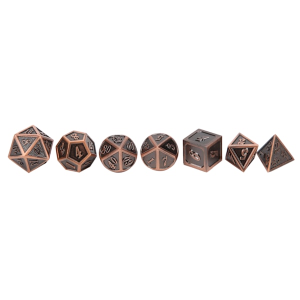7-delt sett med rollespill polyhedral terninger i sinklegering for brettspill i bronsefarge