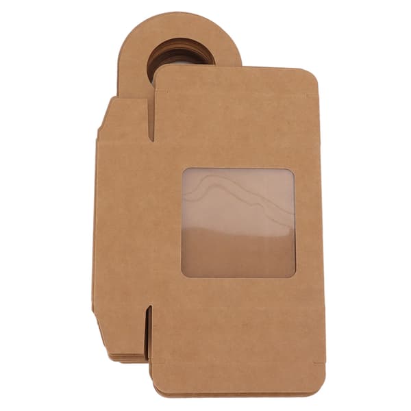 25-pack vinflasklåda i kraftpapper med hängkrok, fönster, vikbara presentförpackningar i kraftpapper