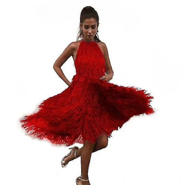 Red Sleeveless Fringed Dress for Women - Summer Sexy and Elegant