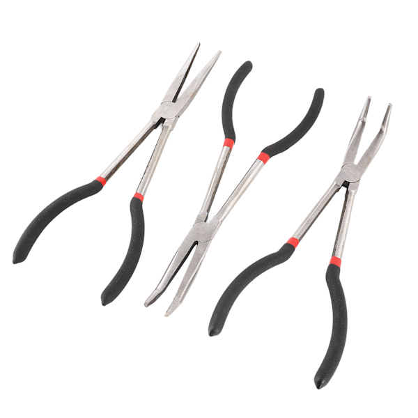 3-pack nåltång 11 tum stål förlängd rak 45 grader 90 grader lång näbbtång