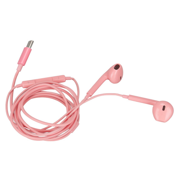 USB C-hörlurar Multifunktions HiFi stereomikrofon och volymkontroll Trådbundna hörlurar för typ C-gränssnittsenhet Rosa